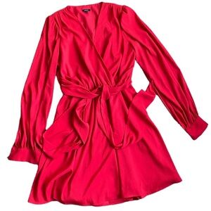 Express Women’s Red long Sleeve Tie Waist Mini Dress Size S
